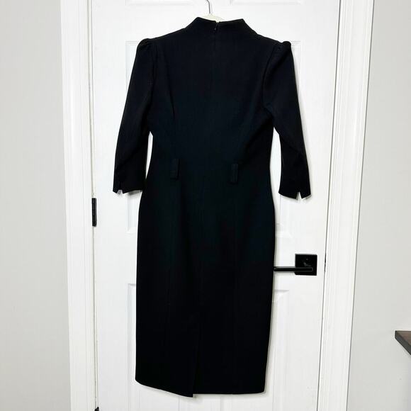 Karen Millen US 10/UK 14 Black Structured Crepe Pencil Midi Dress Career - Picture 8 of 11
